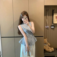 Knitted Chic Waist-Cinching Cable-Knit Sleeveless Vest