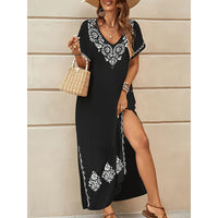 Women's Printed Figure-flattering Dress Below-the-knee Length