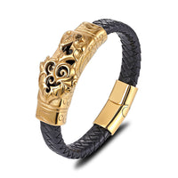 Mens Jewelry Titanium Steel Stainless Steel Black Leather Cord Bracelet