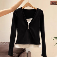 Women's Long Sleeve Korean Style Sense Of Design Versatile Bottoming Top