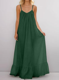 Summer Sexy Strap Sleeveless Solid Color Maxi Dress