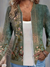 Autumn Printed Cardigan Women's Casual Baseball Jacket
