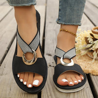 Plus-size Fish-mouth Wedge Sandals With A Jute Sole And Elastic Strap