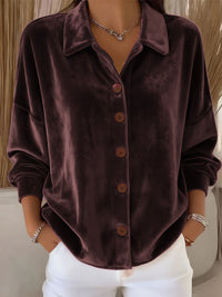 Womens Multi-Color Velvet Cardigan With Long Sleeves For Casual Wear