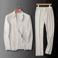 SpringSummer All-Linen Business-Casual Lightweight Breathable Mens Suit Set