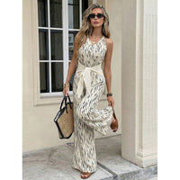 Strap V-neck Sexy Loose High-waist Jumpsuit