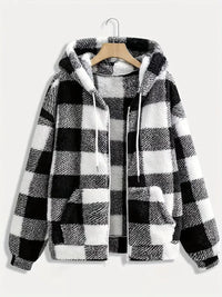 Fashionable Casual Zip-up Plush Hoodie With Long Sleeves