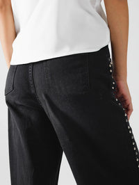 Women's European And American Fashion Rivet Wide-leg Jeans