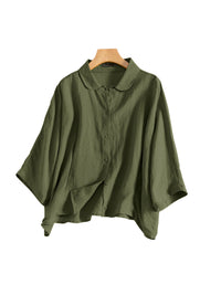 Linen Drop-shoulder Sleeve Top Artistic Shirt For Women