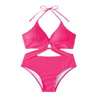 New European And American Solid Color Sexy One Piece Swimsuit Women