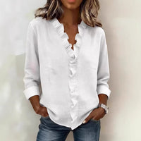 Ruffled Long Sleeve Cotton Shirt