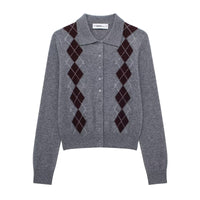 Womens Fashion Lapel Long-Sleeve Single-Breasted Knit Cardigan