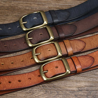 Men's Retro First Layer Pure Cattlehide Pin Buckle Belt