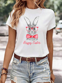 Women's Minimalist Printed Casual Round Neck Short Sleeved Shirt
