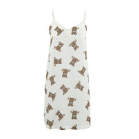 Little Bear Print Strap Short Nightdress For Women