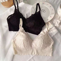 French Style Nude Feel Lace Triangle Cup Underwear Women's Bra