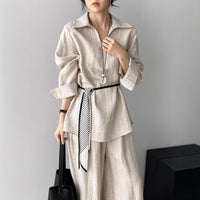 Two-piece Relaxed-fit Casual Pants Set For Women Straight-leg Pants For Women