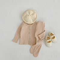 Spring Clothing Infant Boys And Girls Baby Thread Cardigan Coat Big Bottom Pantyhose 2-piece Suit
