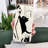 Straight Edge Liquid Silicone Accompanying Reading Kitten Lens All-inclusive Anti-fall Phone Case