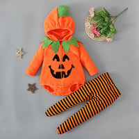 Children's Halloween Long-sleeved Pumpkin-shaped Hooded Jumpsuit