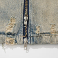 Men's American Street Water Washed Hole Distressed Deconstruction Stitching Autumn Coat