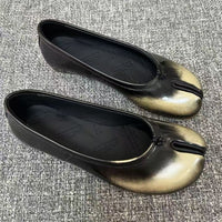 Genuine Leather Retro Split Toe Tabi Shoes Slip-on