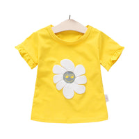 Small And Medium Girls' One-piece Short Sunflower Short Sleeves