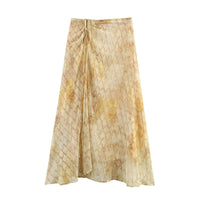 Summer New Blooming Printed Pull-Belt Chiffon Irregular Skirt