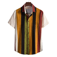 Men's Short-sleeved Fashion Loose Striped Shirt