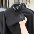Half Zipped Stand Collar Velvet Padded Thickened Sweater