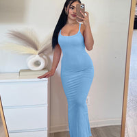 Summer New Slim-fit Draping Ribbed Camisole Dress