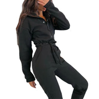 Stand-up Collar Cinched European And American Leisure Jumpsuit