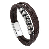 Multi-layer Leather Braided Magnetic Clasp Bracelet