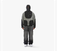 Men's Fashion Lamb Wool Hooded Zipper Coat Sweatshirt Patchwork Line Design Male Tops Casual