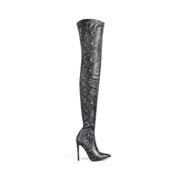 Women's High Heel Snakeskin Pointed Stiletto Heel Over The Knee Boots