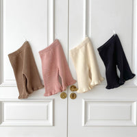 South Korea Children's Clothing Autumn Girls Candy Color Knitted Bell-bottom Pants