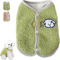 Cute Dog Thickened Coral Fleece Sweatshirt Vest With Leash Ring Autumn Winter Dog Outfit For Indoor Cats And Small Dogs