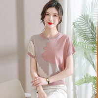 Knitted Western-style Short-sleeve T-shirt For Middle-aged And Elderly Elegant