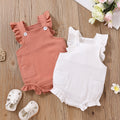 Bubble Cotton Square Collar Flounced Sleeve Sleeve Romper