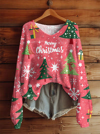 AutumnWinter V-Neck Loose 3D Knitted Sweater For Women