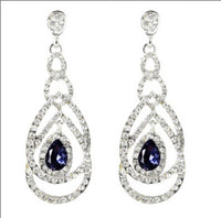 Qifu European And American Exaggerated Long Geometric Circle Jeweled Earrings