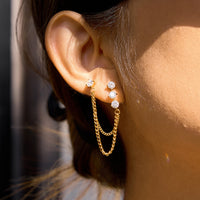 Stainless Steel White Zircon Tassel Earrings For Women