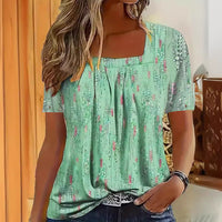 Women's Fashion Print Round Neck Short-sleeved Top