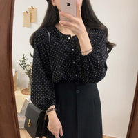 Slimming Polka Dot Shirt Simple Temperament