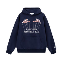Two-hand Handle Letter Printing Velvet Padded Hooded Sweatshirt