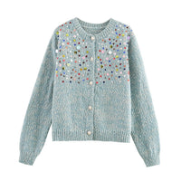 Fashion Girl Color Sequined Knitted Sweater Cardigan Coat