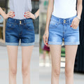 Women's Hem Denim Shorts With Double Buttons And Two Colors
