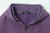 Embroidered Letters Washed And Worn Fleece Cardigan Sweatshirt