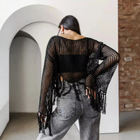 Women's Knitted Hollow-Out Top Blouse