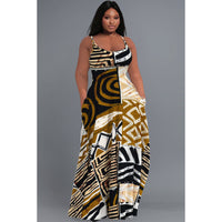 Women's Fashionable Plus-Size Printed Slip Dress